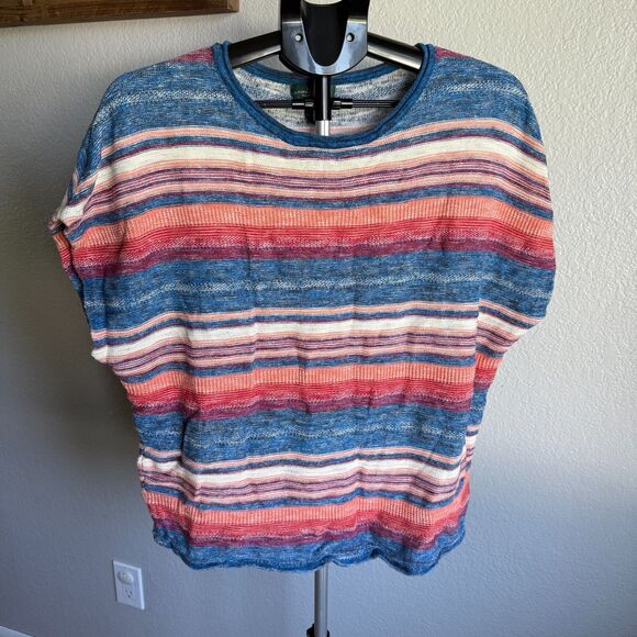 LRL Ralph Lauren Jeans Co Linen Cotton Blend Boat Neck Dolman Striped Top XL - Picture 1 of 5